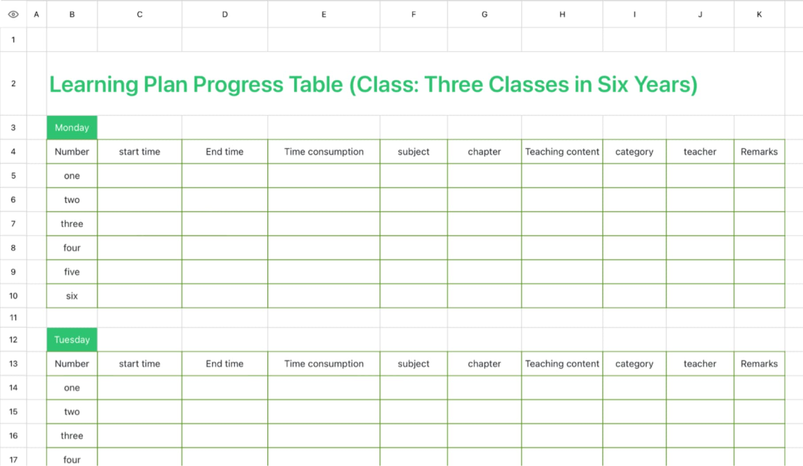 Study schedule schedule 1